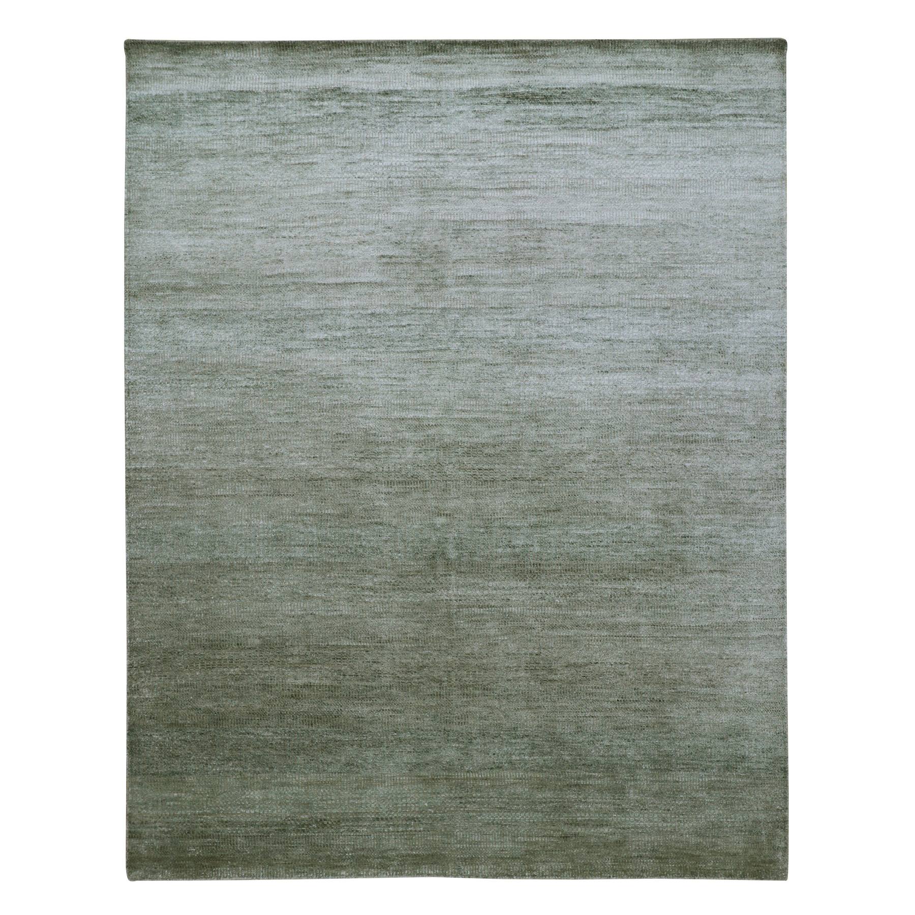 Sage Green, Modern Grass Design, Wool and Silk, Hand Knotted, Tone on Tone, Lush and Plush, Oriental Rug
